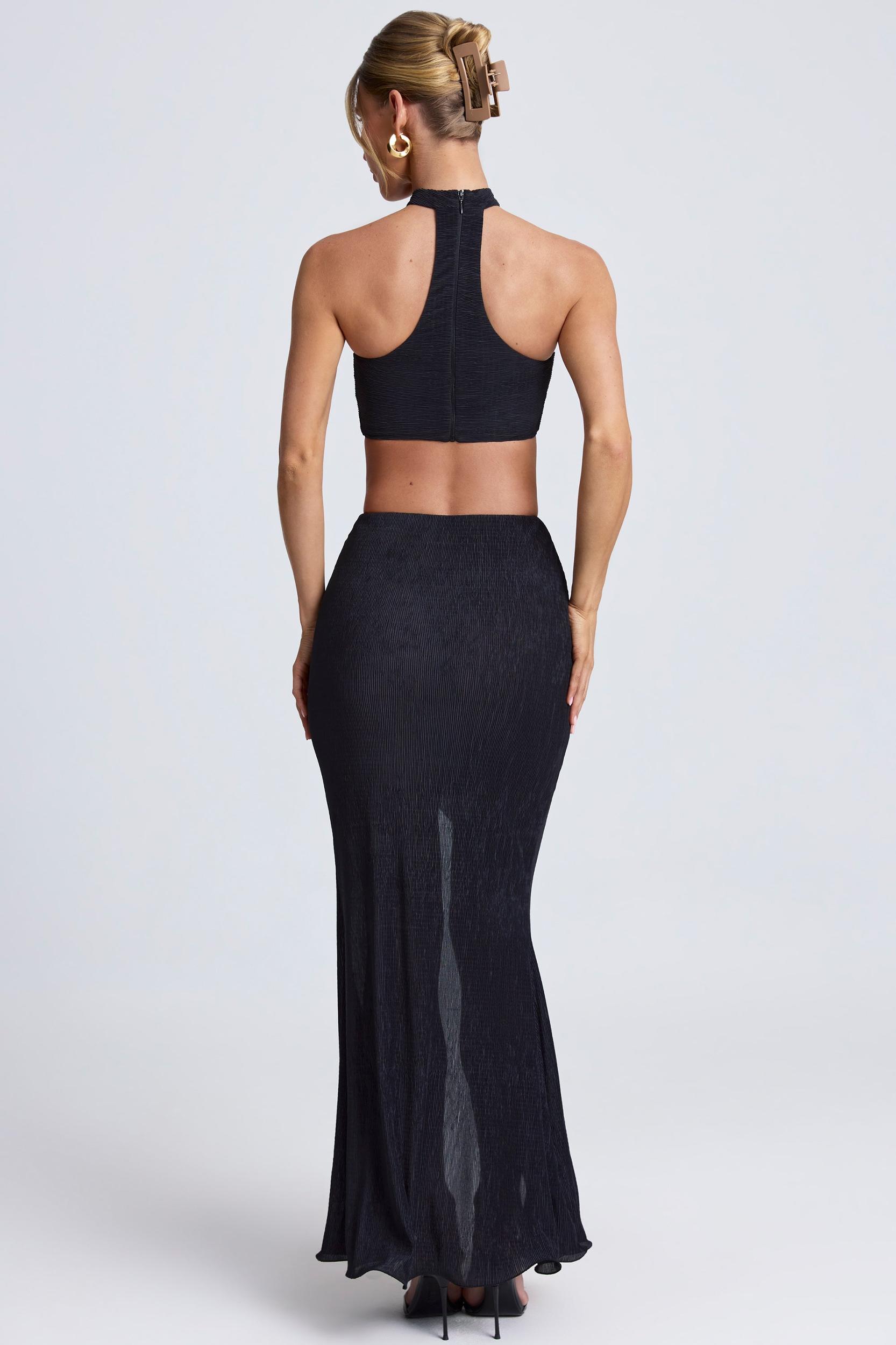 Ruffle-Trim Maxi Skirt in Black Product Image