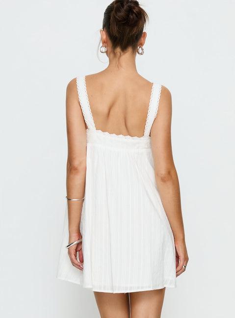Reason To Stay Lace Trim Floaty Mini Dress White Product Image