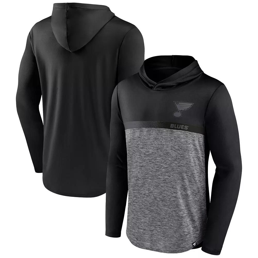 Men's Fanatics Black/Heather Charcoal Pittsburgh Penguins Iconic Defender Pullover Hoodie,  Product Image