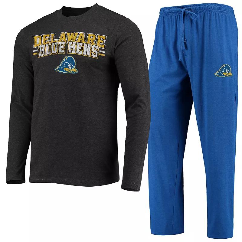 Men's Concepts Sport Royal/Heathered Charcoal Delaware Fightin' Blue Hens Meter Long Sleeve T-Shirt & Pants Sleep Set,  Product Image