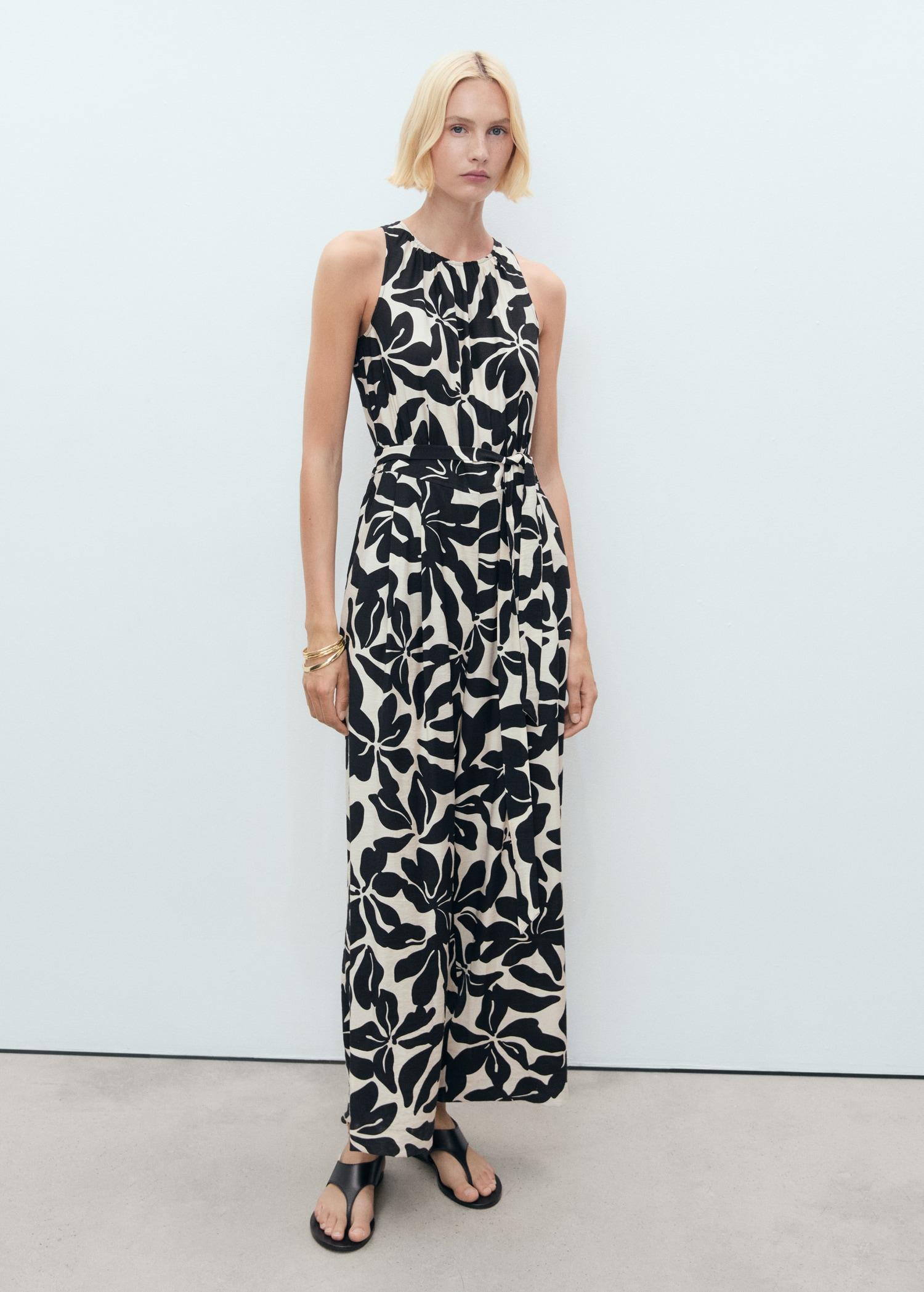 Belt printed jumpsuit - Women | MANGO USA Product Image