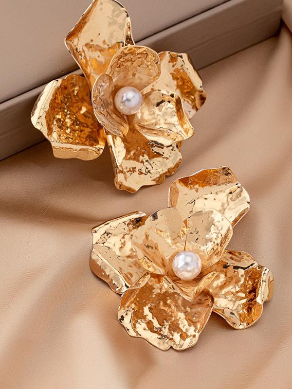 Flower Shape Shiny Earrings Accessories Product Image