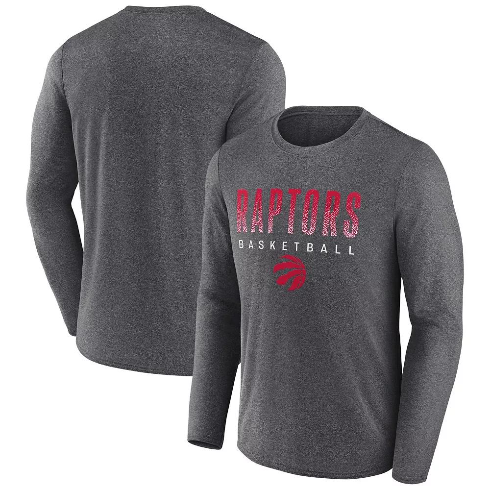 Men's Fanatics Heathered Charcoal Toronto Raptors Where Legends Play Iconic Practice Long Sleeve T-Shirt,  Product Image