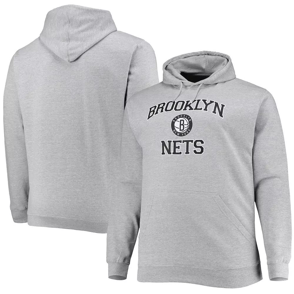 Men's Heathered Gray Brooklyn Nets Big & Tall Heart & Soul Pullover Hoodie,  Product Image