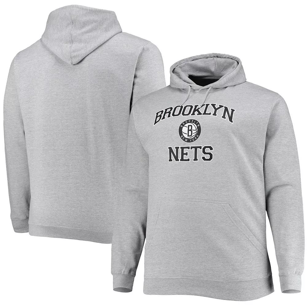Men's Heathered Gray Brooklyn Nets Big & Tall Heart & Soul Pullover Hoodie,  Product Image