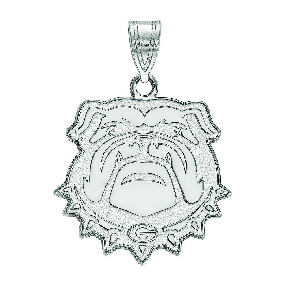 LogoArt Georgia Bulldogs Sterling Silver Rhodium Plated Large Pendant, Women's, Size: 26 mm Product Image