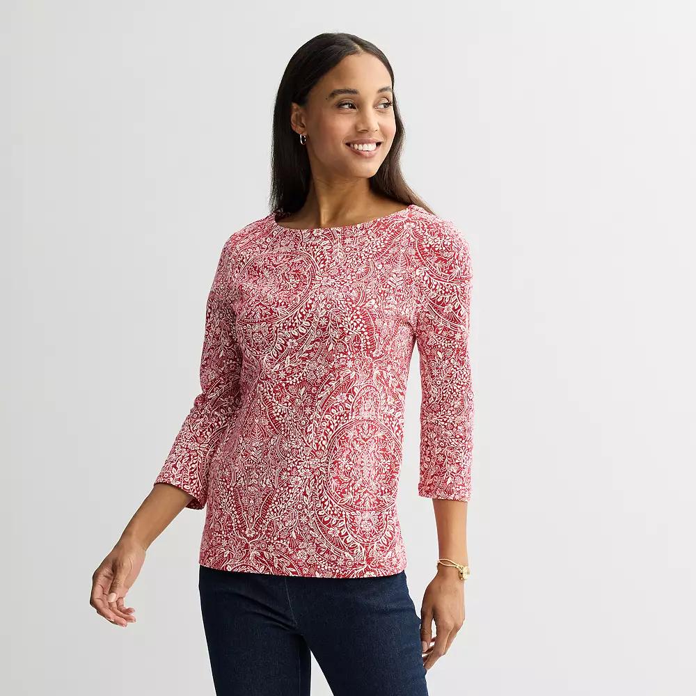 Petite Croft & Barrow® Boatneck Top, Women's,  Product Image