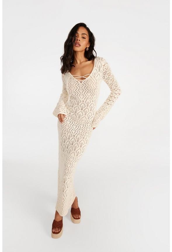 Lace-Up Crochet Dress Product Image