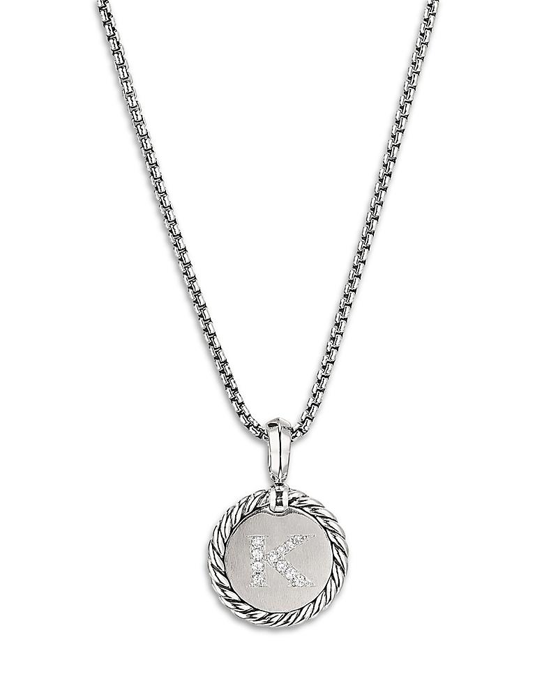 Womens Initial Charm Necklace in Sterling Silver Product Image