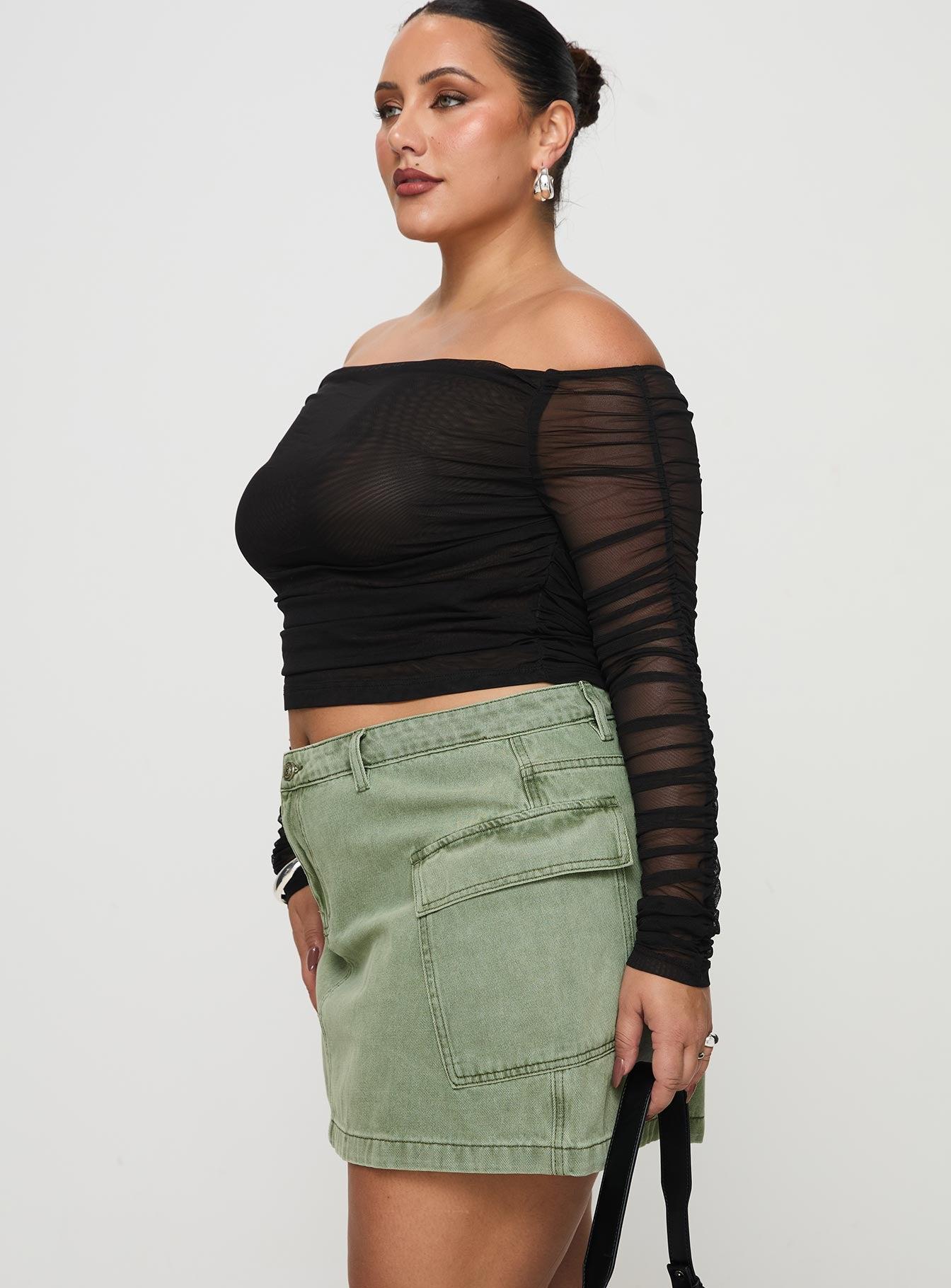 Zakai Cargo Denim Mini Skirt Green Curve Product Image