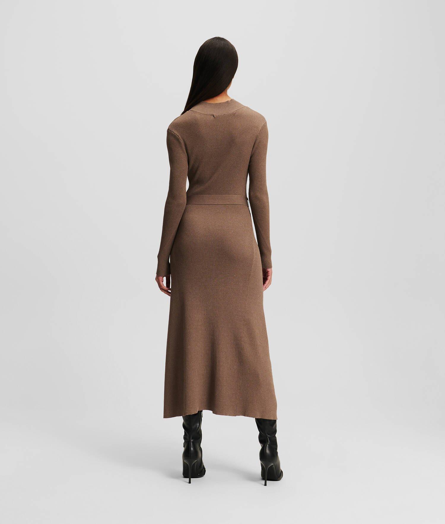 LONG-SLEEVED BELTED KNIT DRESS Product Image