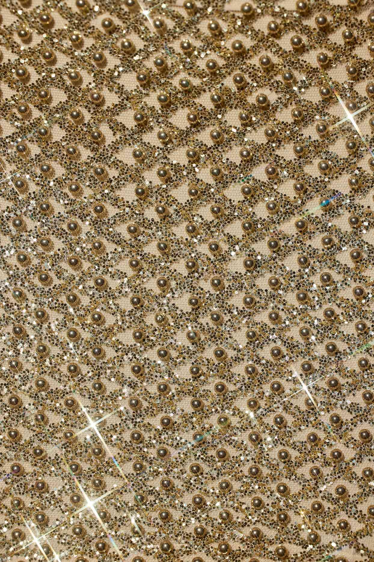 Embellished Low-Rise Mini Skirt in Gold Product Image