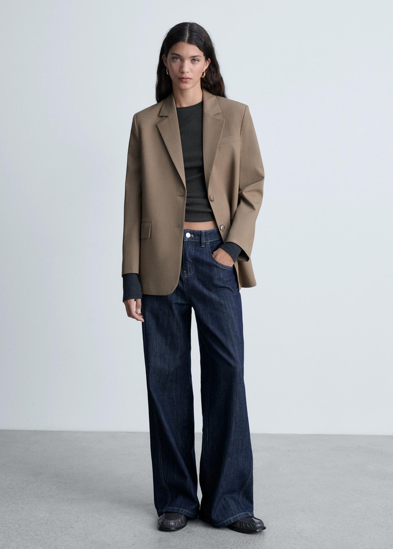 Ribbed long-sleeved t-shirt - Women | MANGO USA Product Image