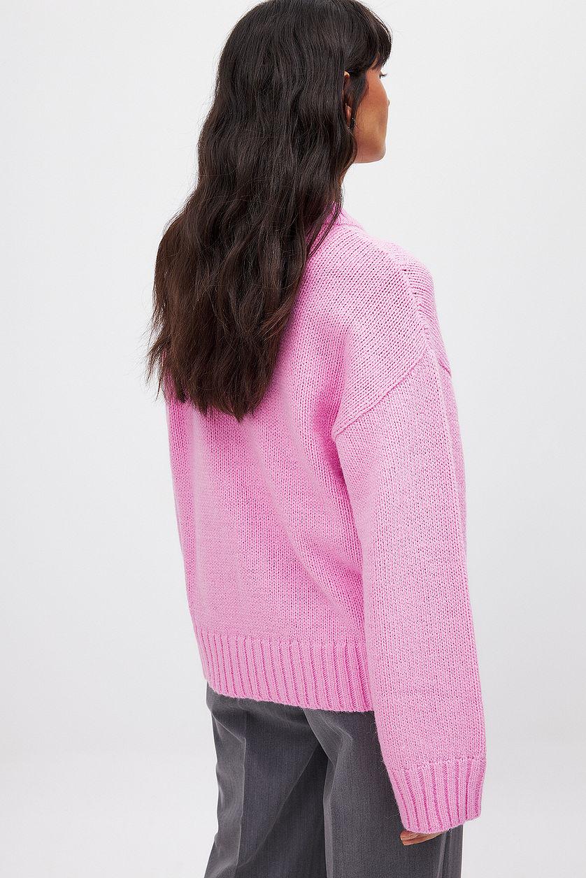 Round Neck Knitted Sweater Blue Product Image