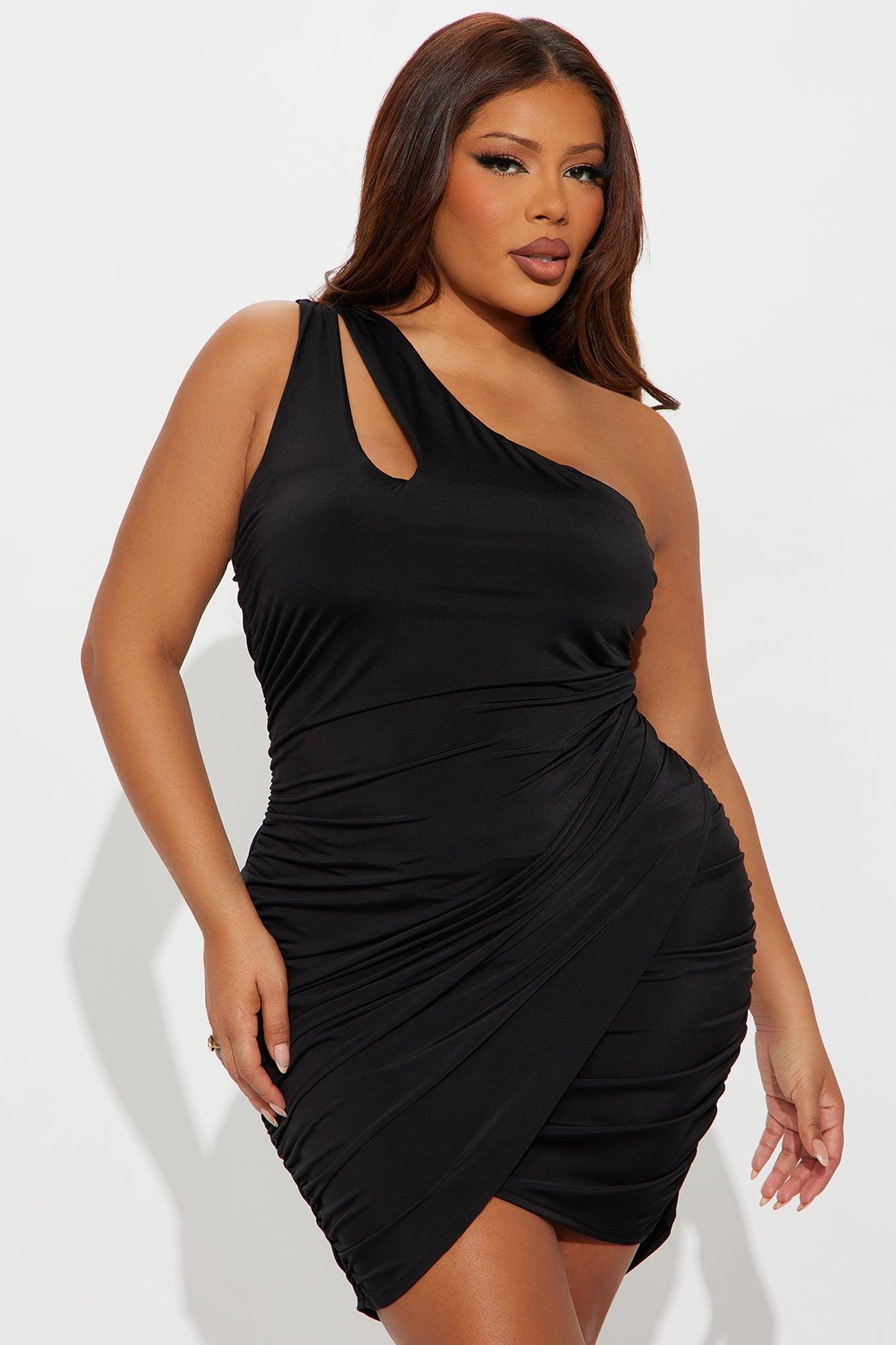 Ruby Ruched One Shoulder Mini Dress - Black Female Product Image