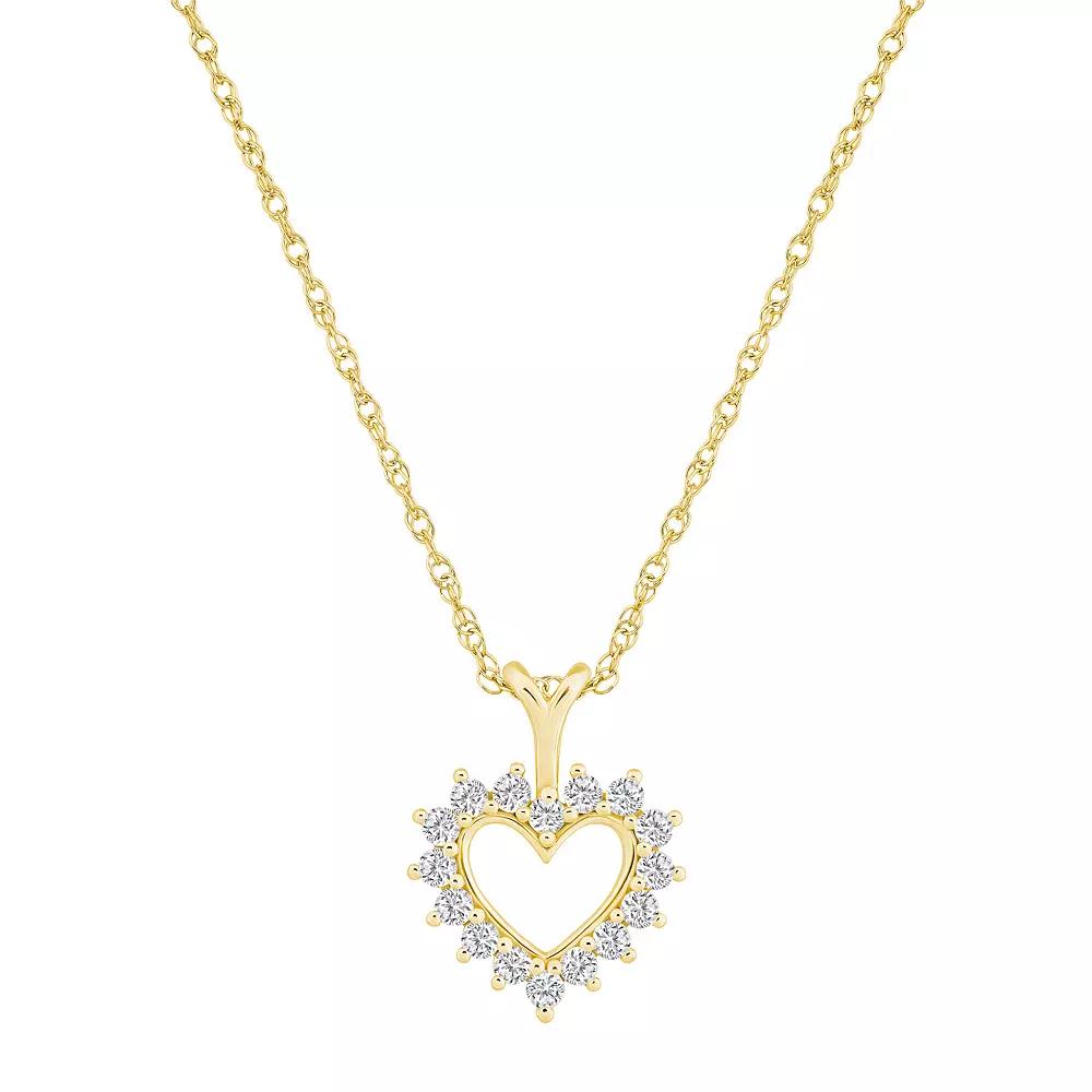 Alyson Layne 14k Gold 1/4 Carat T.W. Diamond Open Heart Pendant Necklace, Women's, Size: 18" Product Image