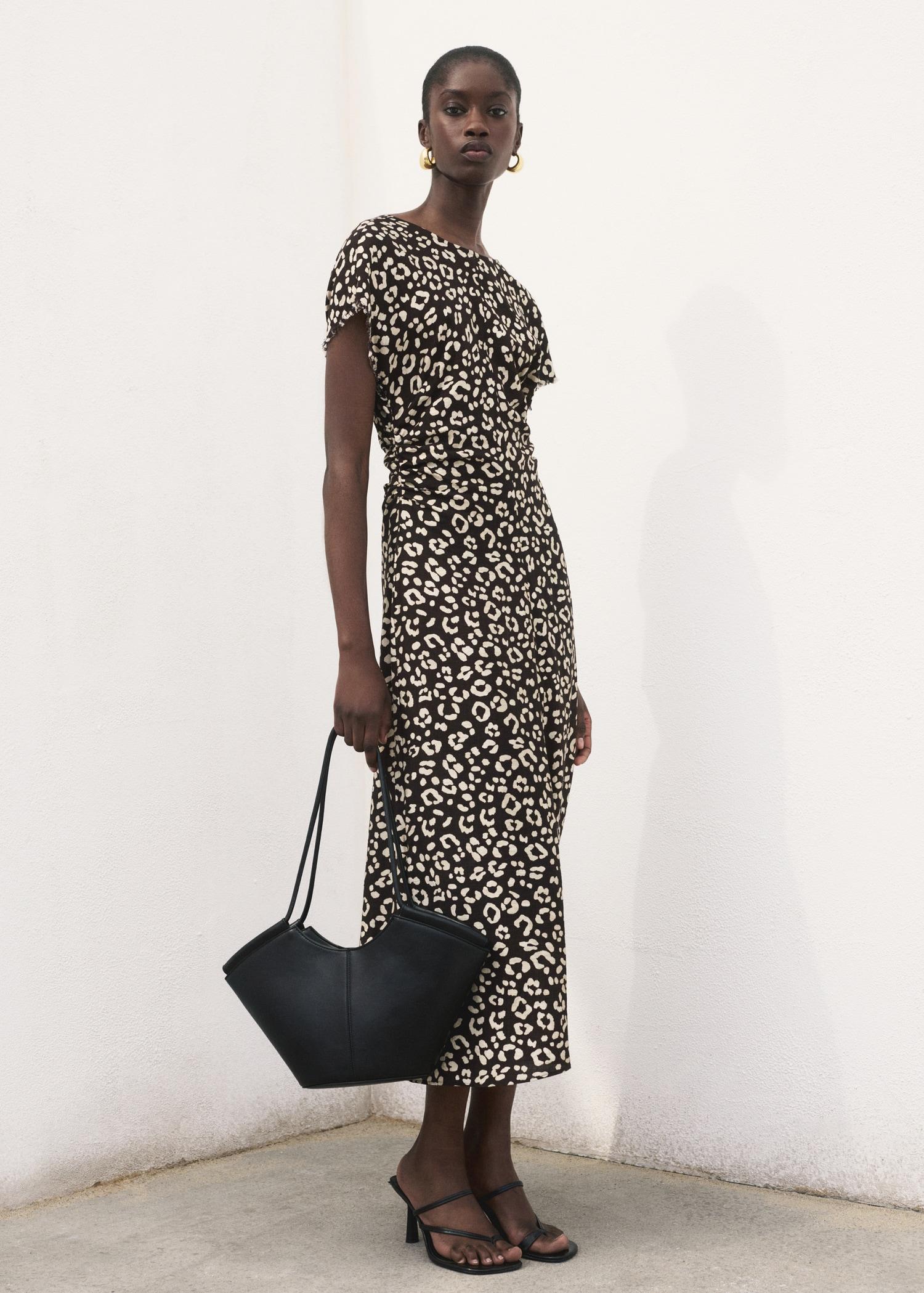 Leopard-print dress with frayed ends - Women | MANGO USA Product Image