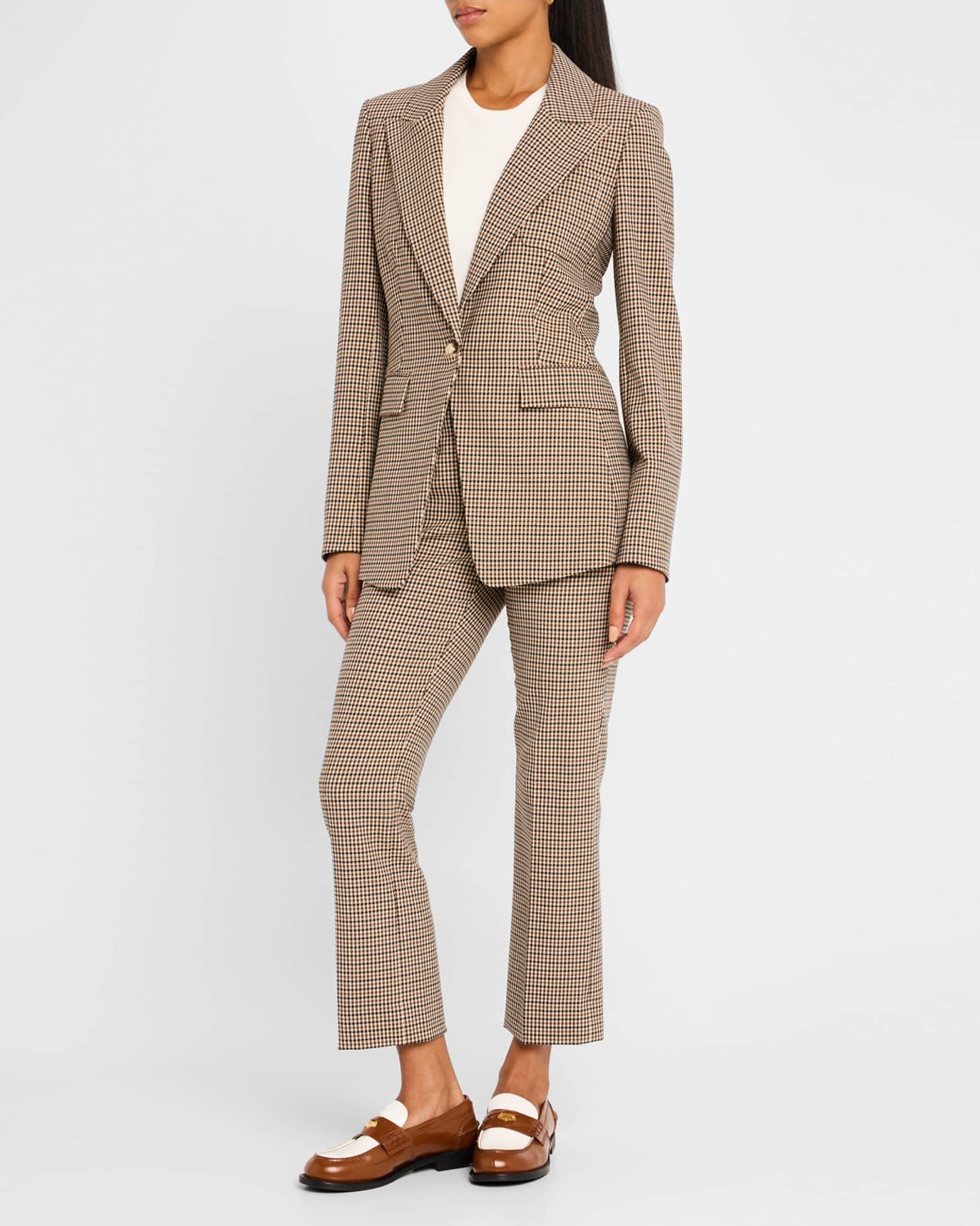 Livvy Single-Button Houndstooth Dickey Jacket Product Image