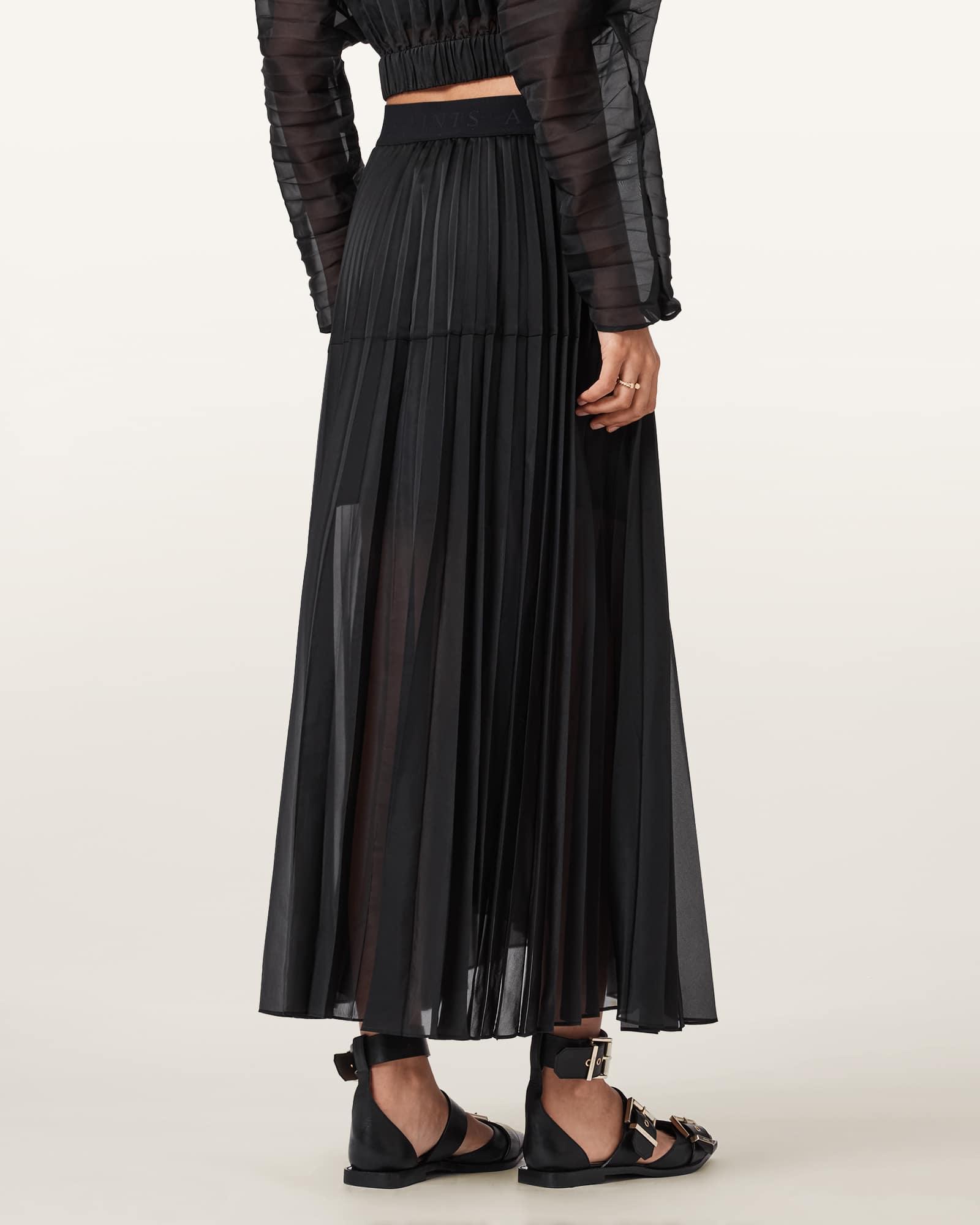 Micaela Pleated Skirt Black | ALLSAINTS US Product Image