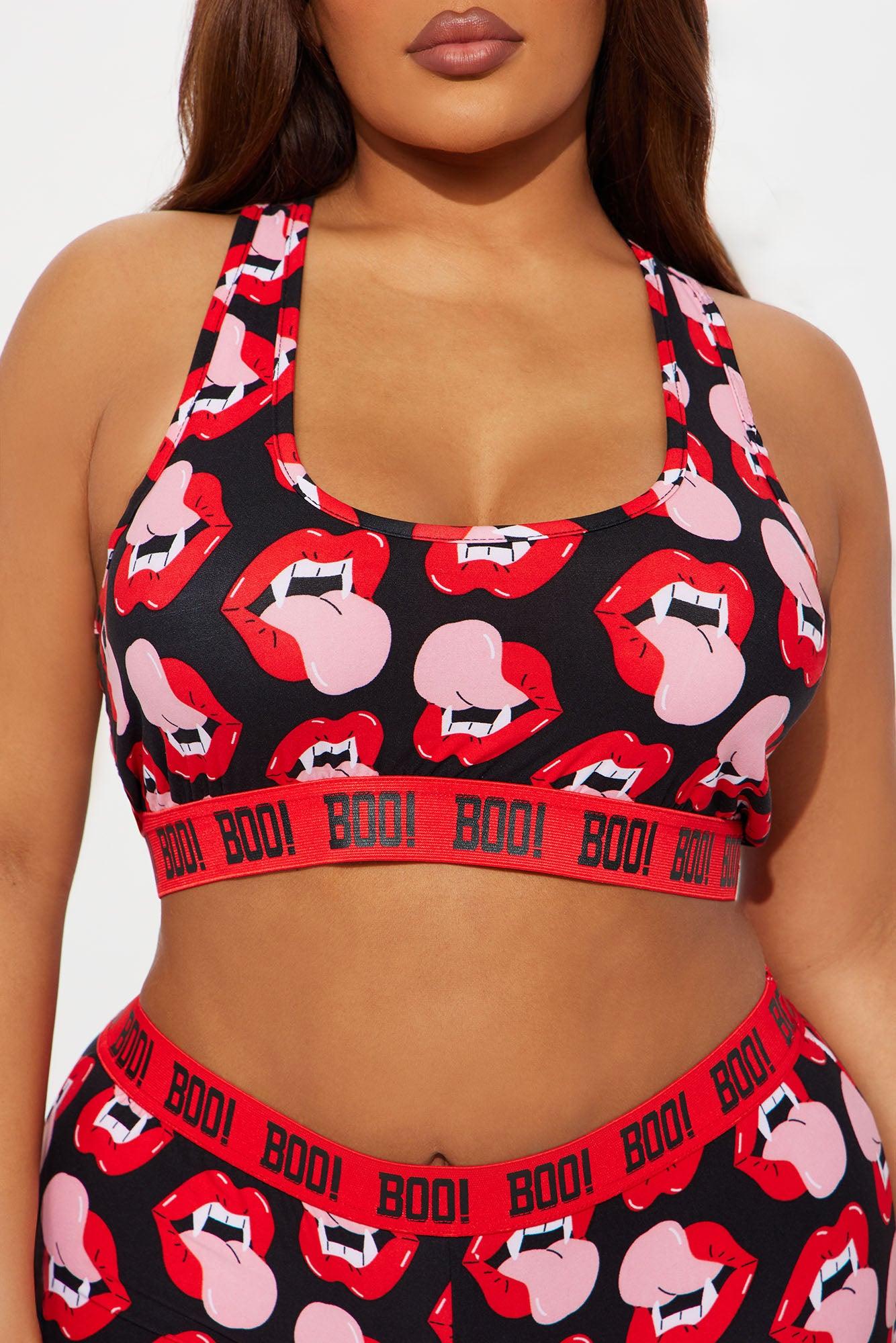 Bite Me Halloween PJ Boxer Short Set - Black/Red Female Product Image