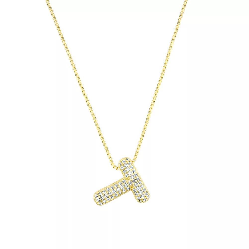 Adornia 14k Gold Plated Pave Bubble Letter Necklace, Womens Product Image