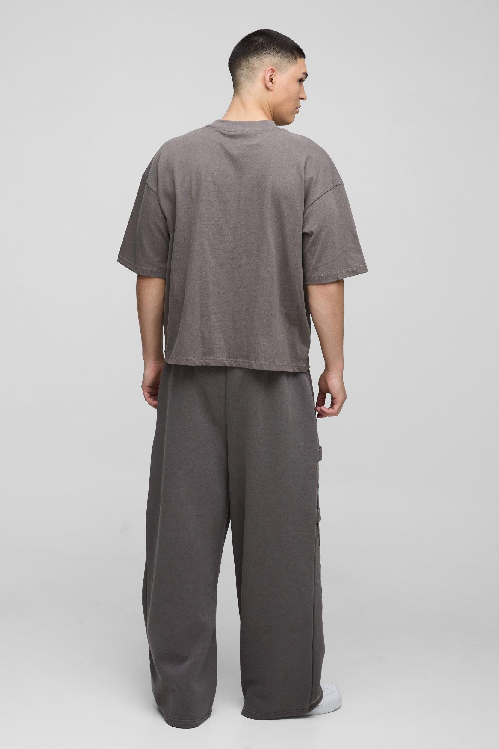 Extreme Wide Leg Carpenter Stitching Detail Sweatpants | boohooMAN USA Product Image