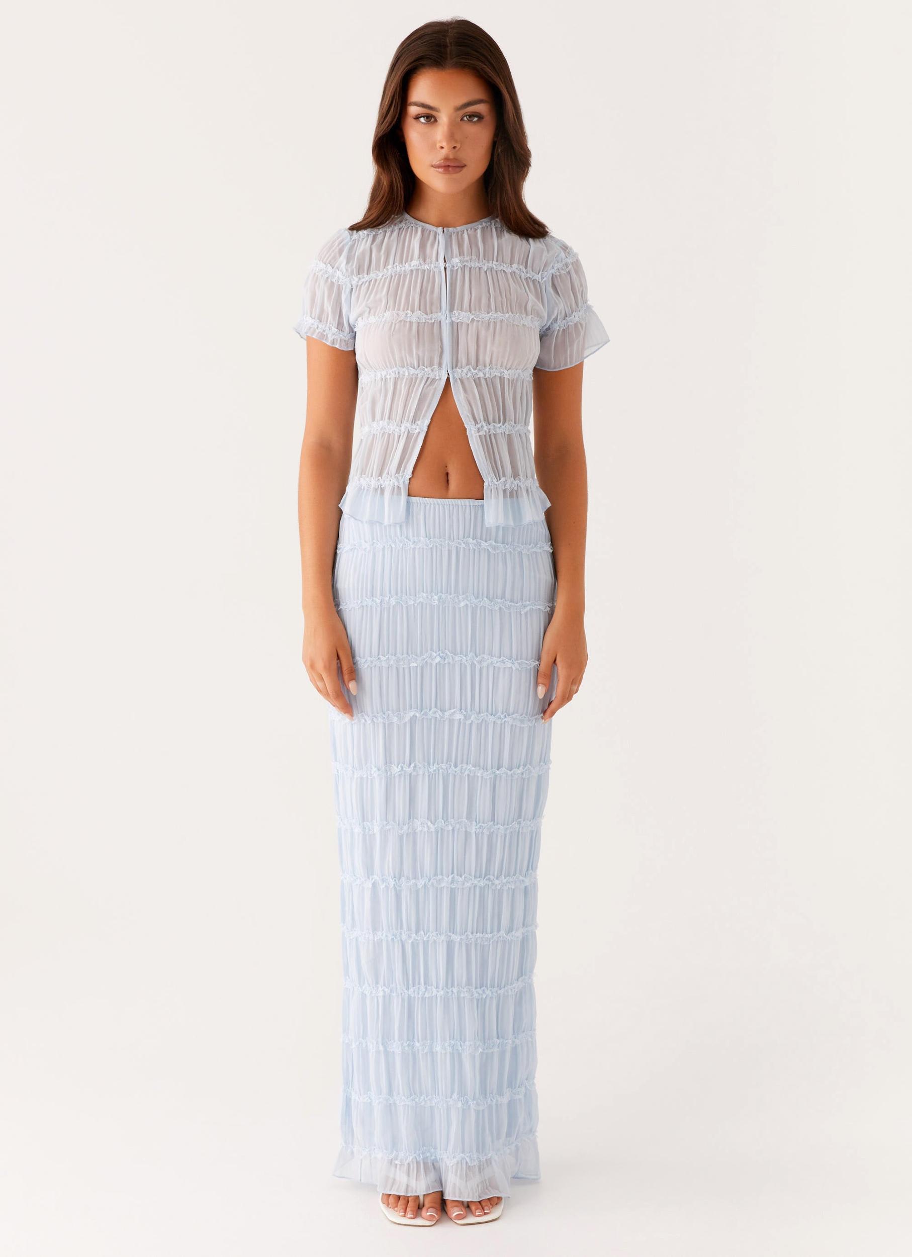 Daydreaming Low Rise Maxi Skirt - Blue Product Image