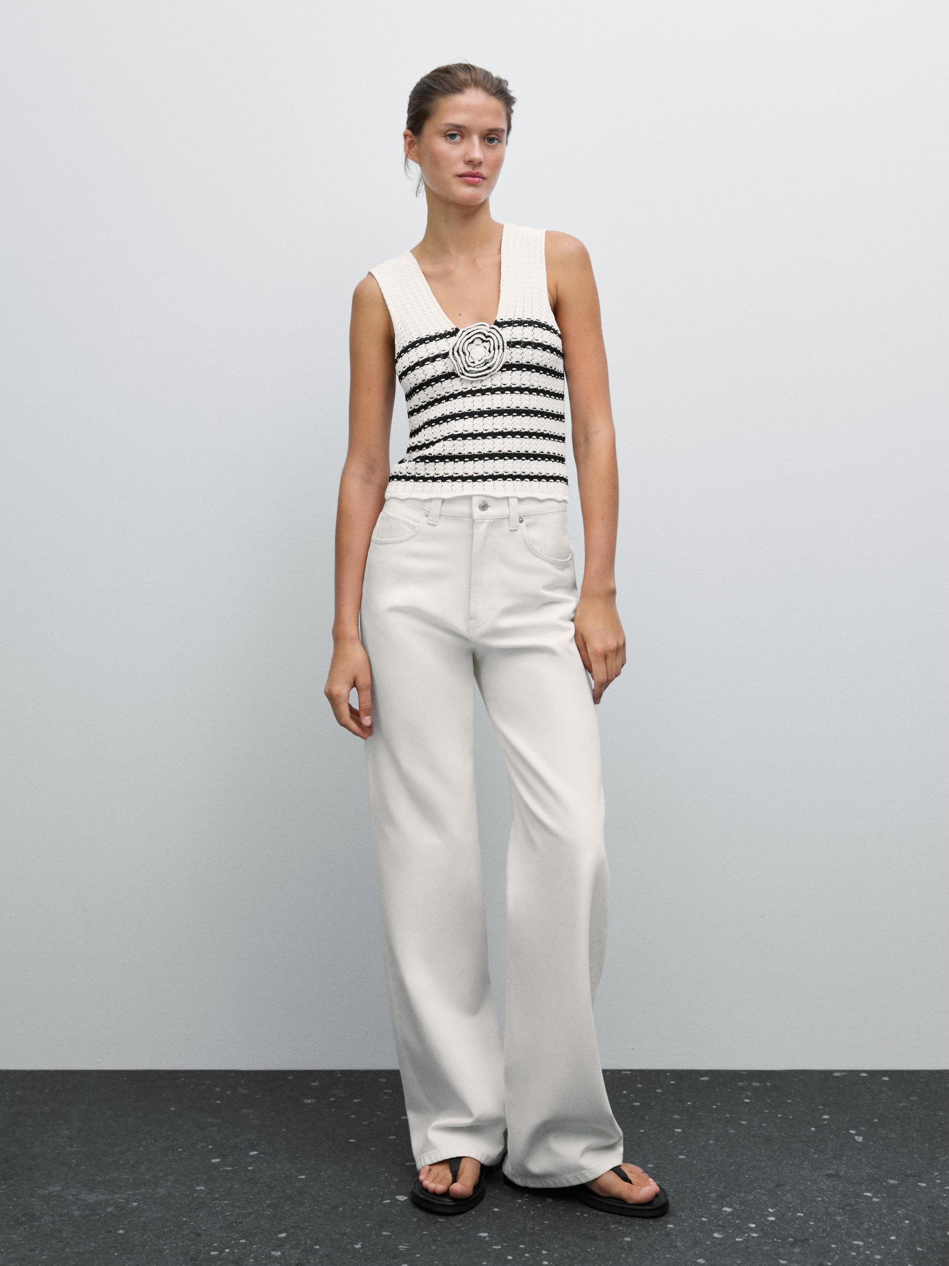 Knit top with floral detail Product Image