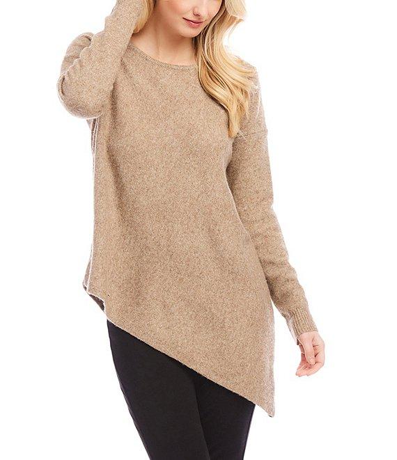 Karen Kane Crew Neckline Long Sleeve Asymmetrical Hemline Top Product Image