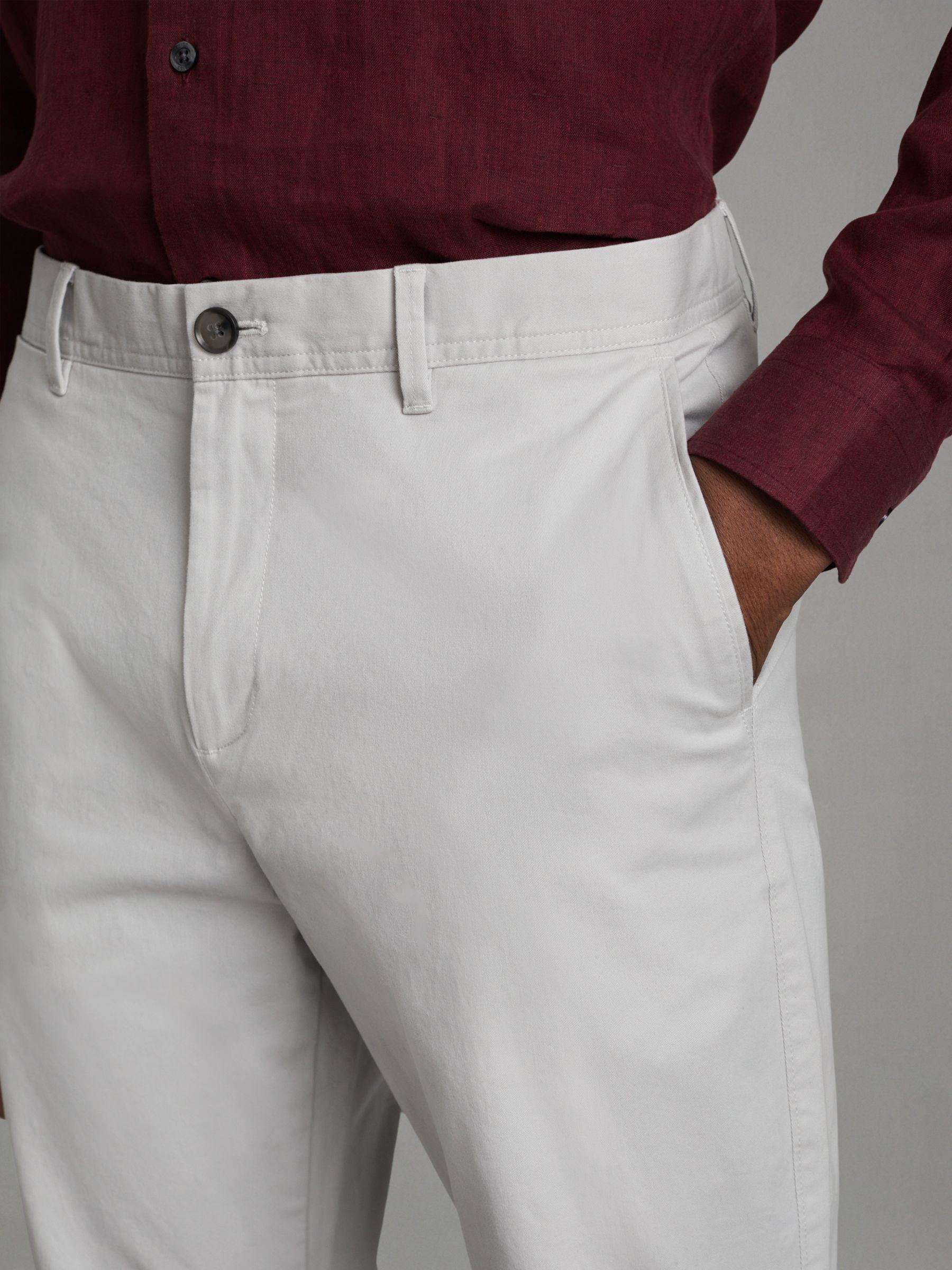 Slim Fit Washed Cotton Blend Chinos in Ice Grey Product Image