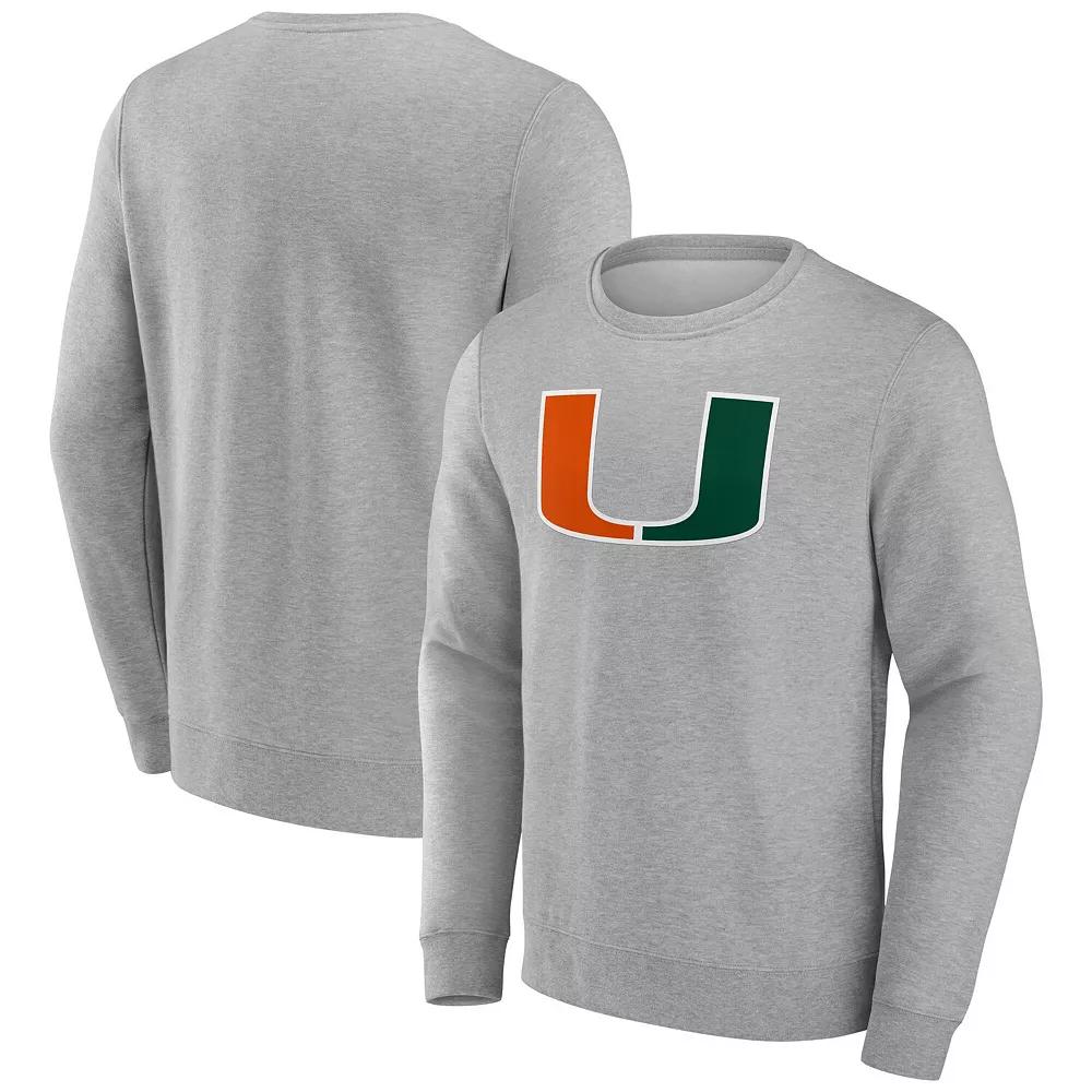 Men's Fanatics Gray Miami Hurricanes Fleece Pullover Sweatshirt, Size: Large, Grey Product Image