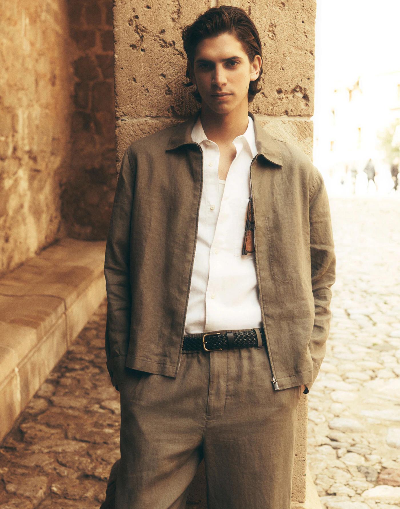 Linen Zip-Front Shirt Jacket Product Image