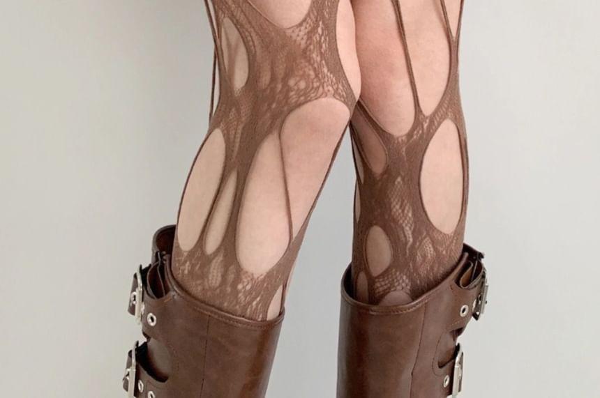 Plain Cutout Fishnet Tights Product Image