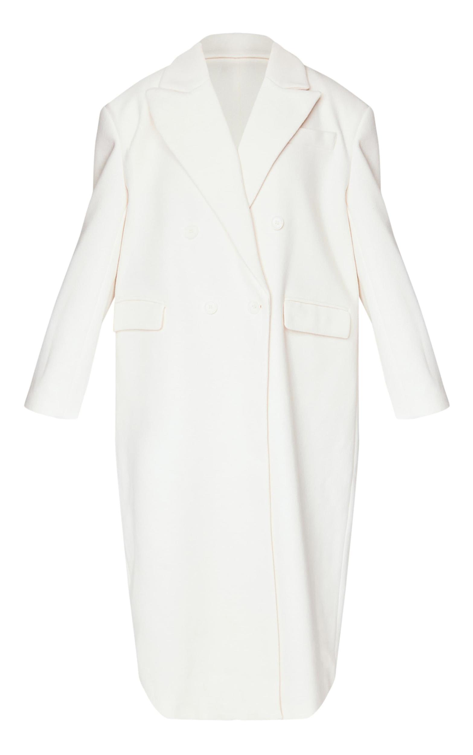 Ecru Structured Extreme Oversized Double Breasted Coat Product Image