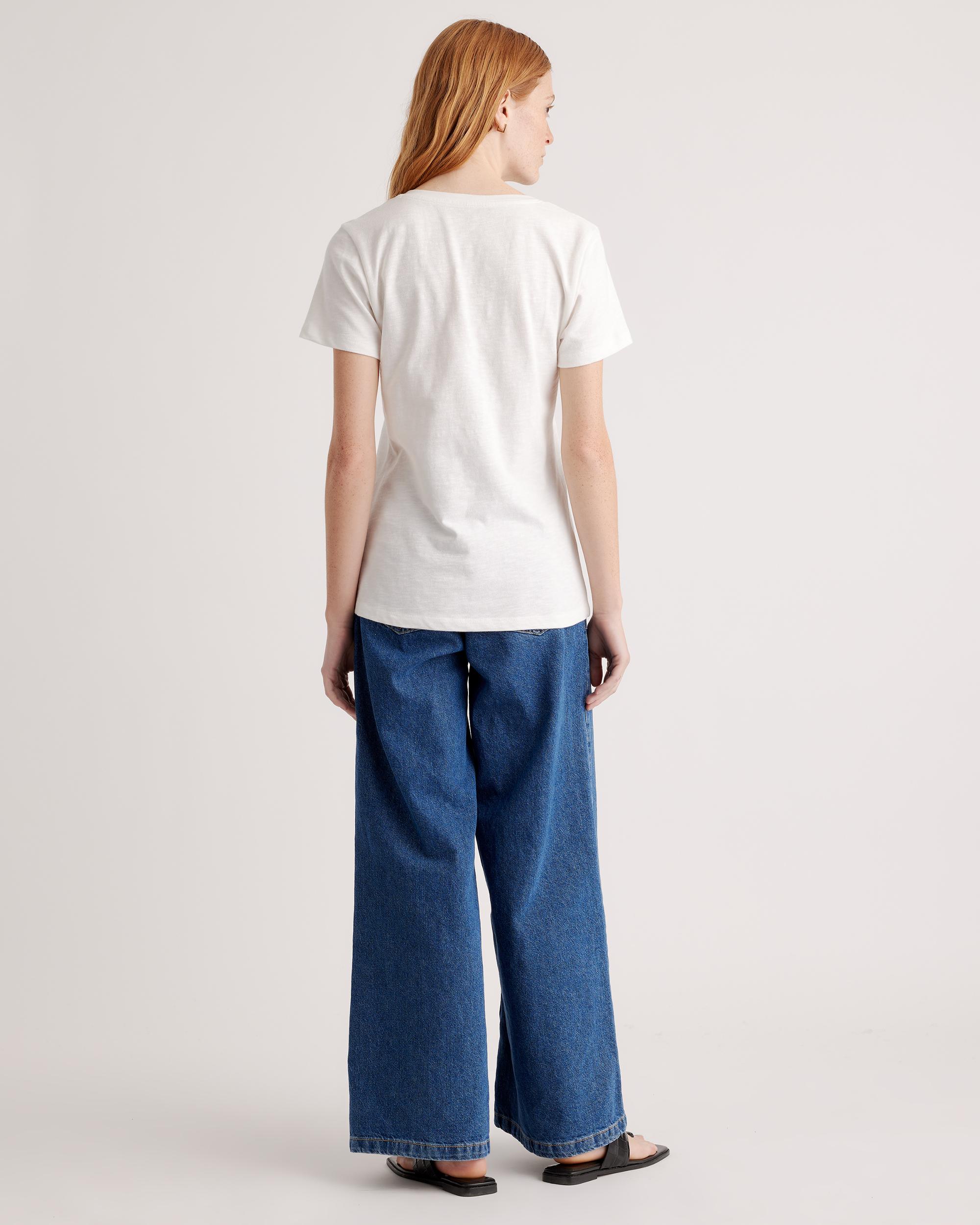 Quince | Women's Slub V-Neck T-Shirt Size XS, Organic Cotton Product Image