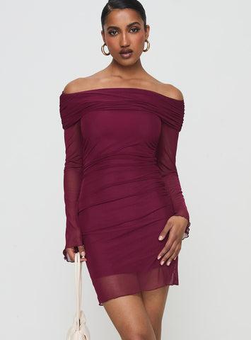 Consideration Mini Dress Burgundy Product Image