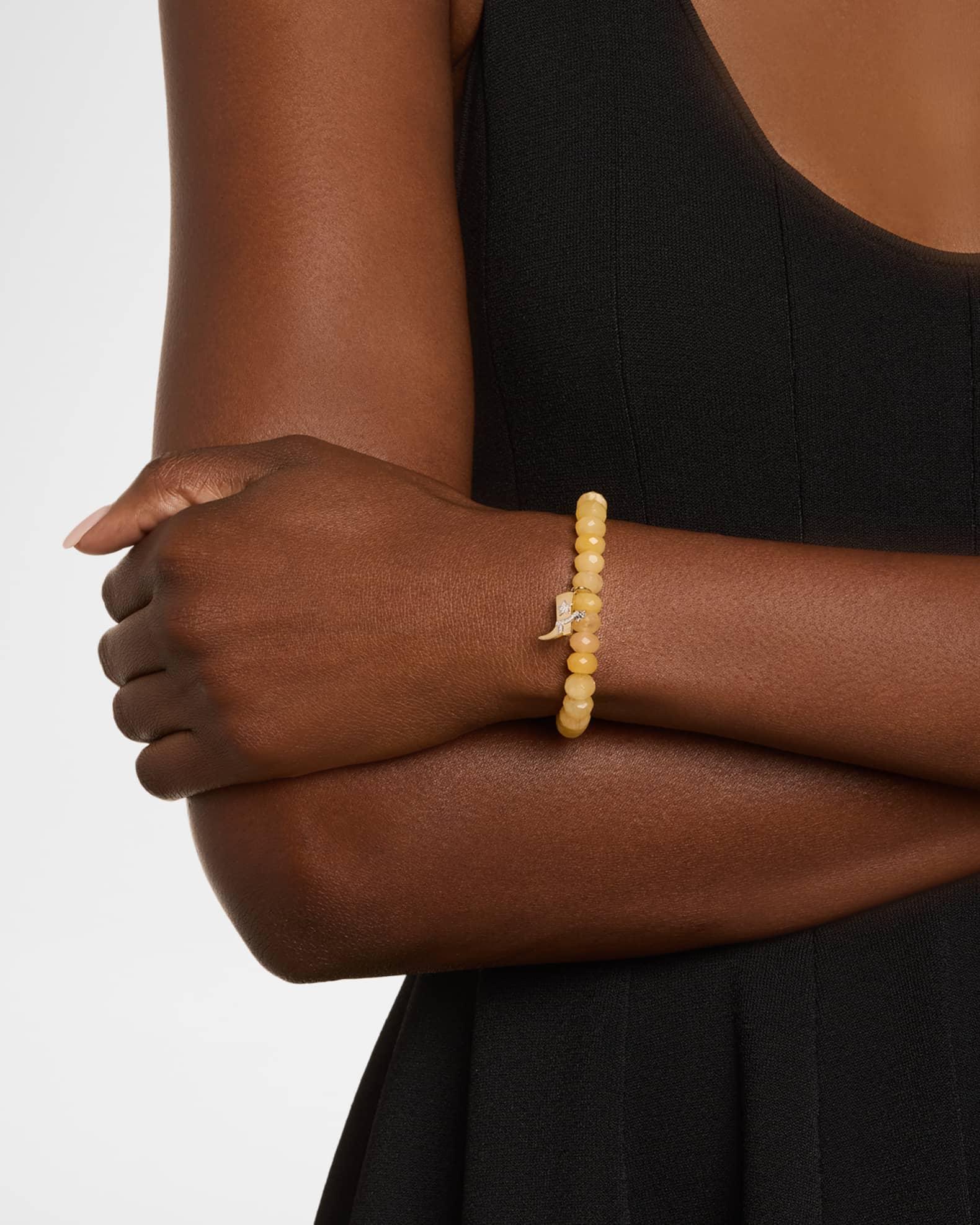 14K Cowboy Boot Charm on Beaded Orange Quartz Bracelet Product Image