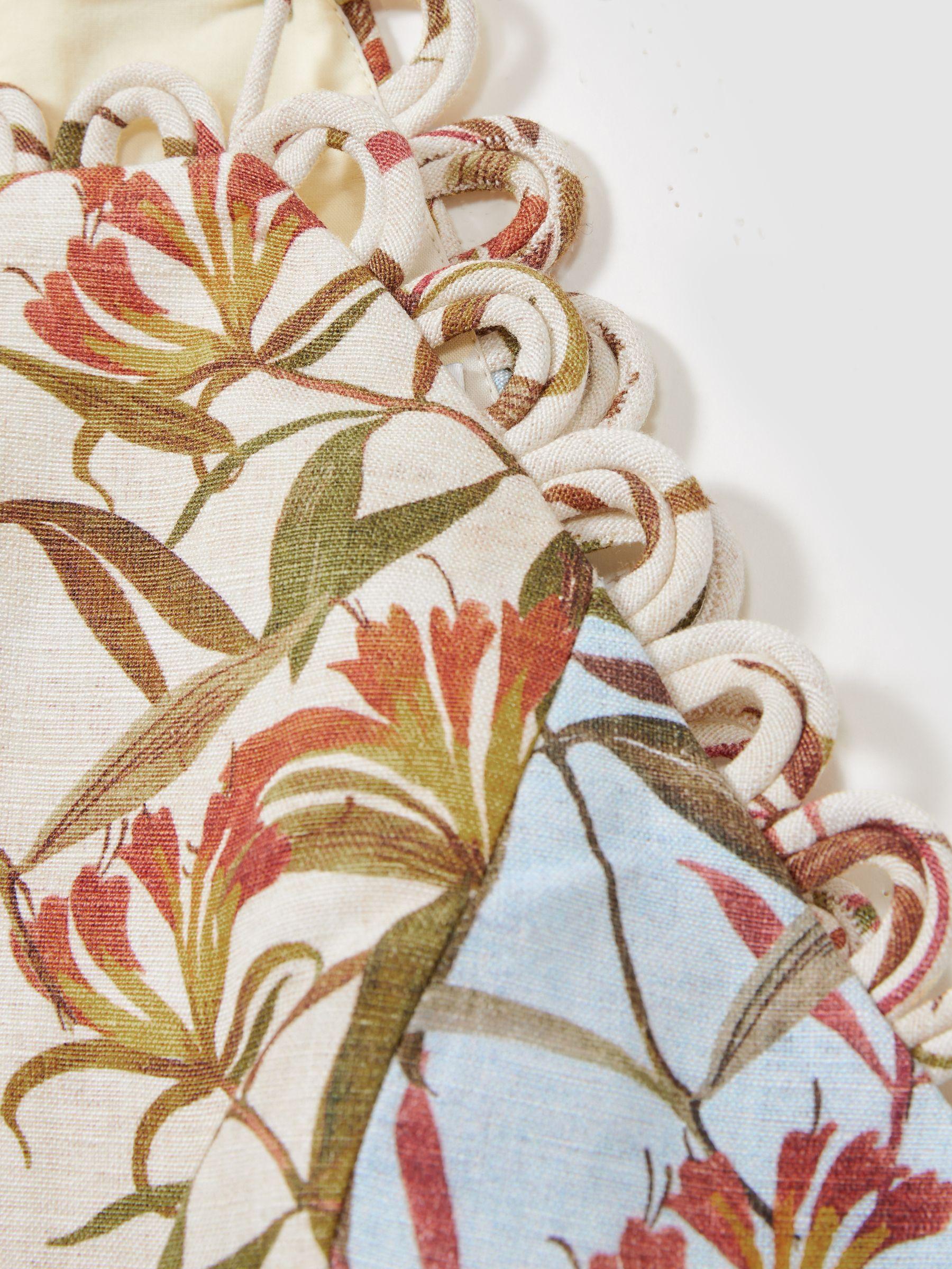 Significant Other Linen-Blend Floral-Print Cropped Top in Blue Multi Product Image