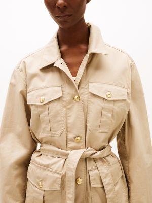 Gold Button Belted Utility Jacket Product Image
