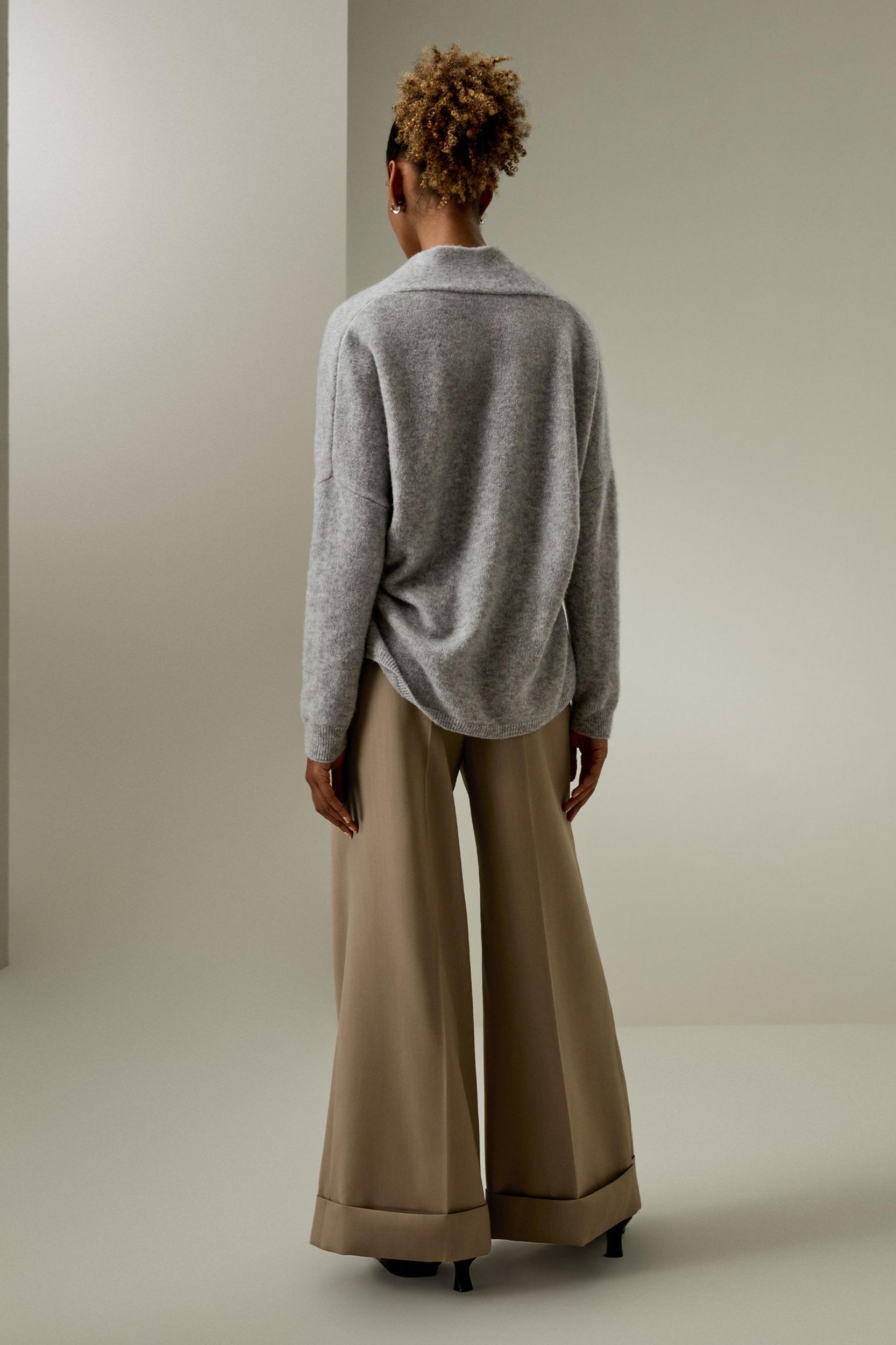 LILYSILK Cashmere Cardigan Women - Gray Cashmere Silk - Comfortable High Ribbed Sweater L Product Image