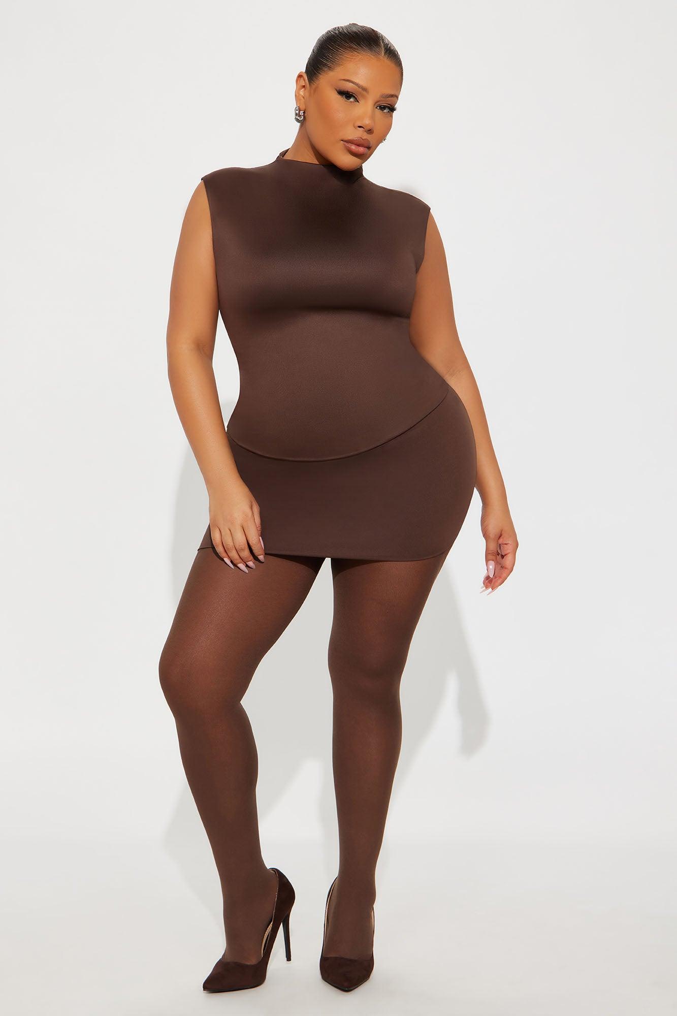 Contour Double Lined Mock Neck Top - Chocolate Female Product Image