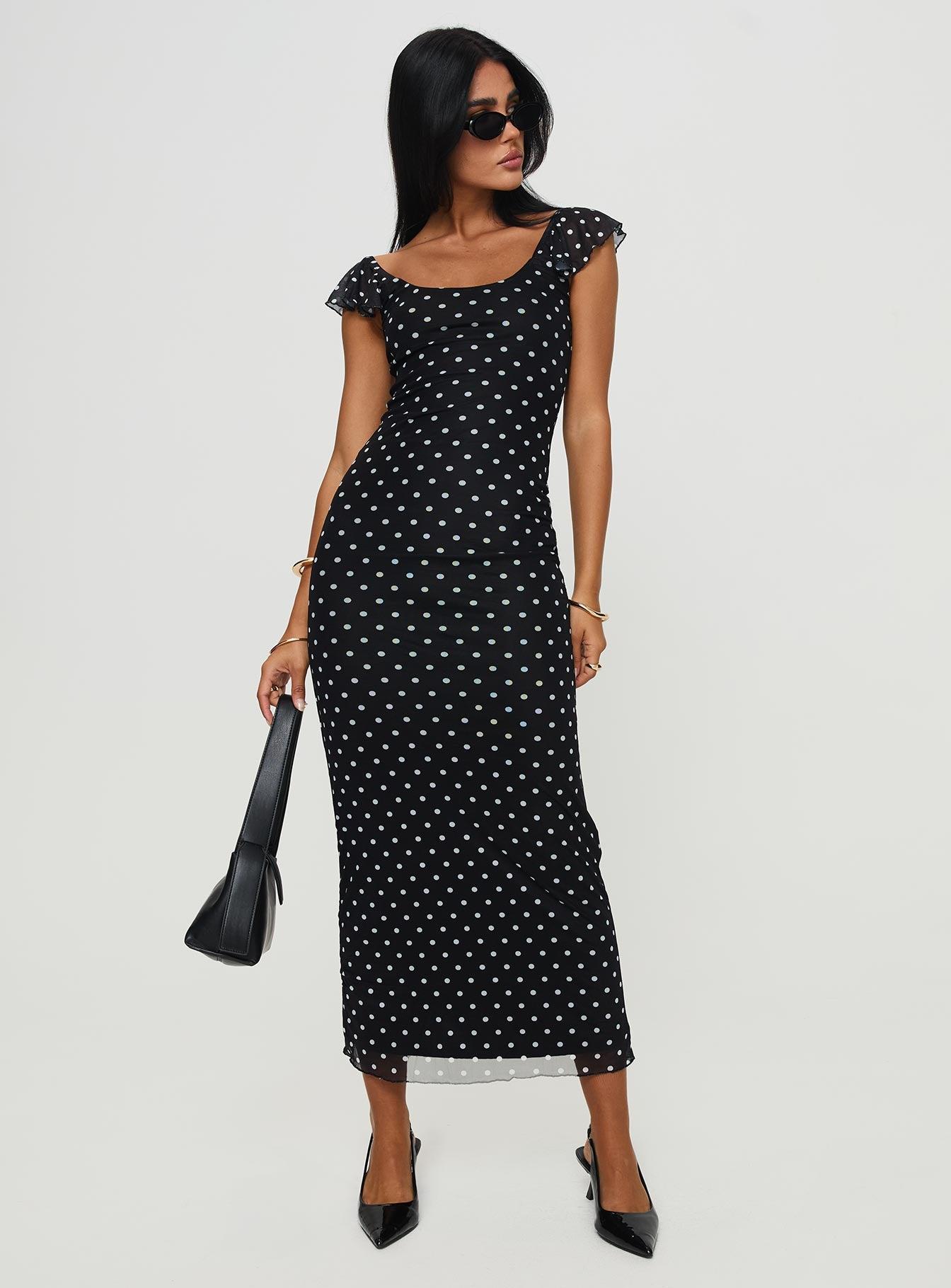 Sandberg Maxi Dress Black Polka Dot Product Image