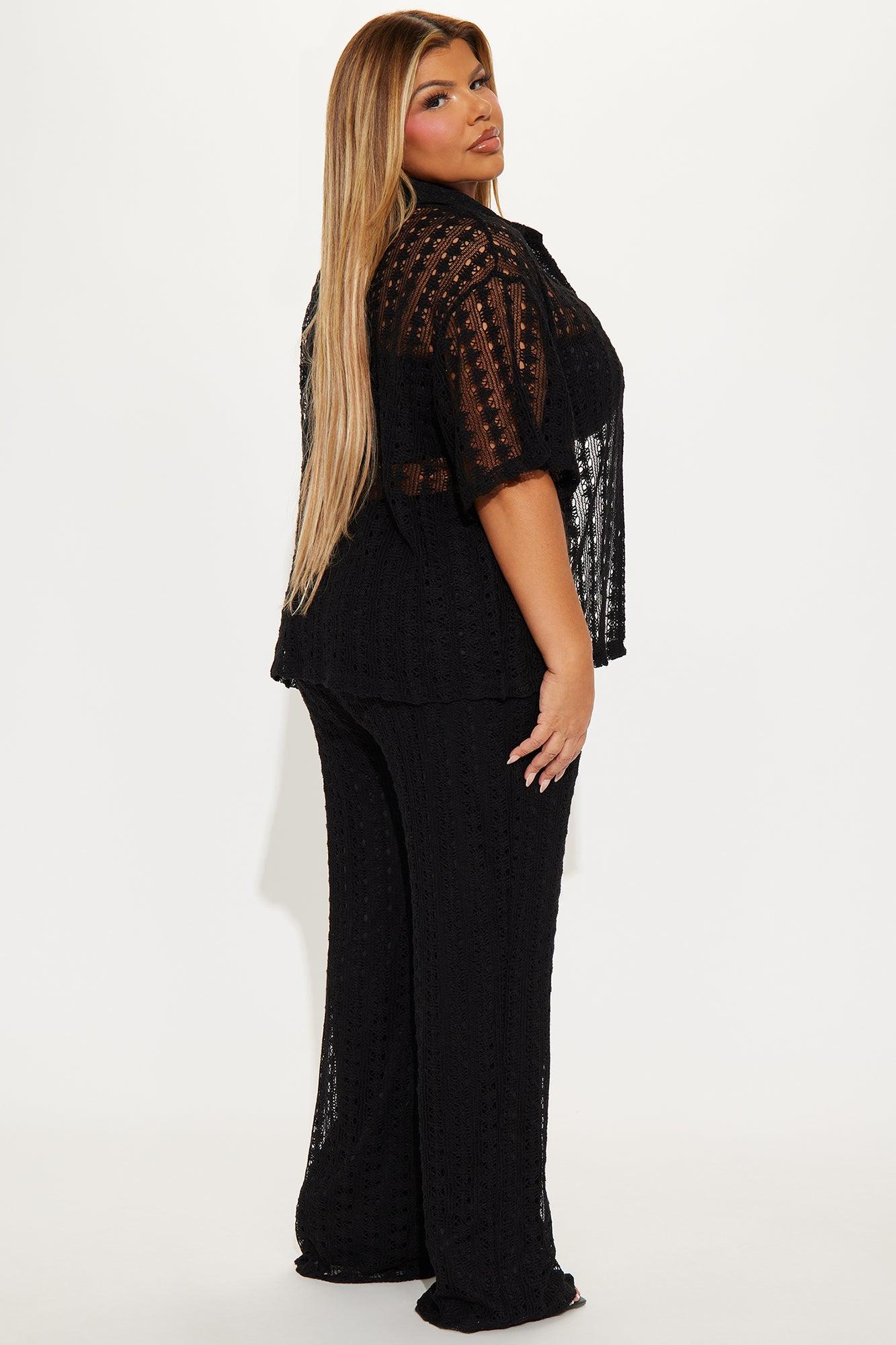 Kara Crochet Pant Set - Black Product Image