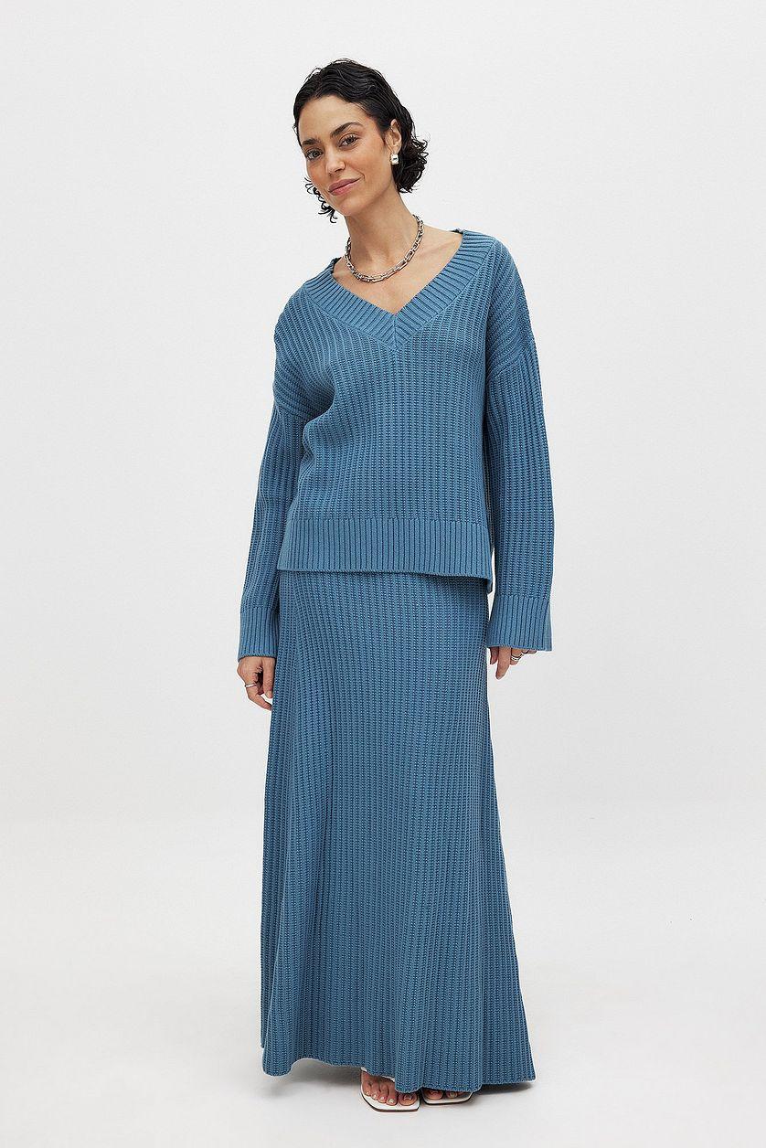 Knitted Oversized V-Neck Sweater Product Image