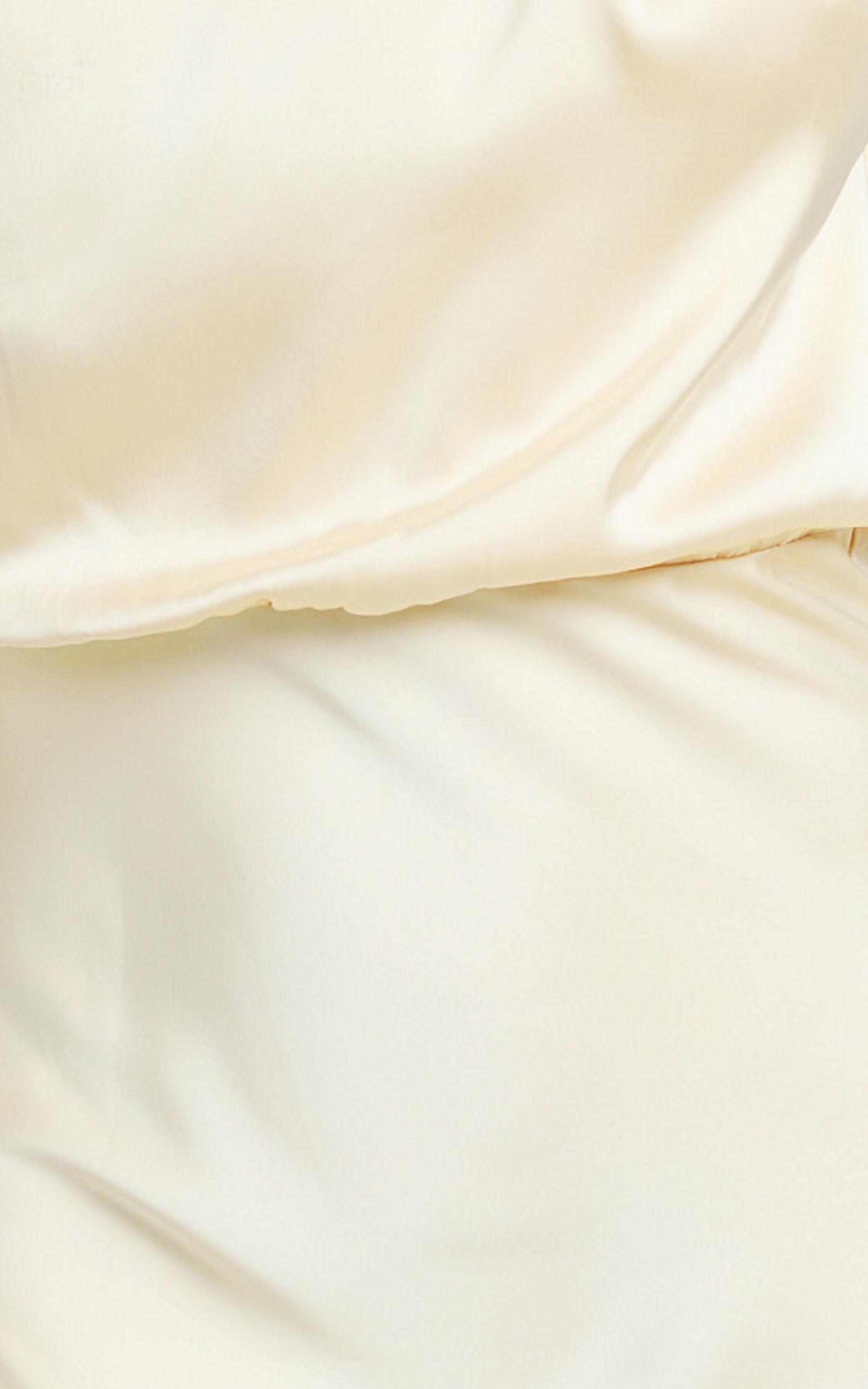 Minnie Midi Dress - Drape Neck Satin Slip Dress in Butter Yellow Product Image