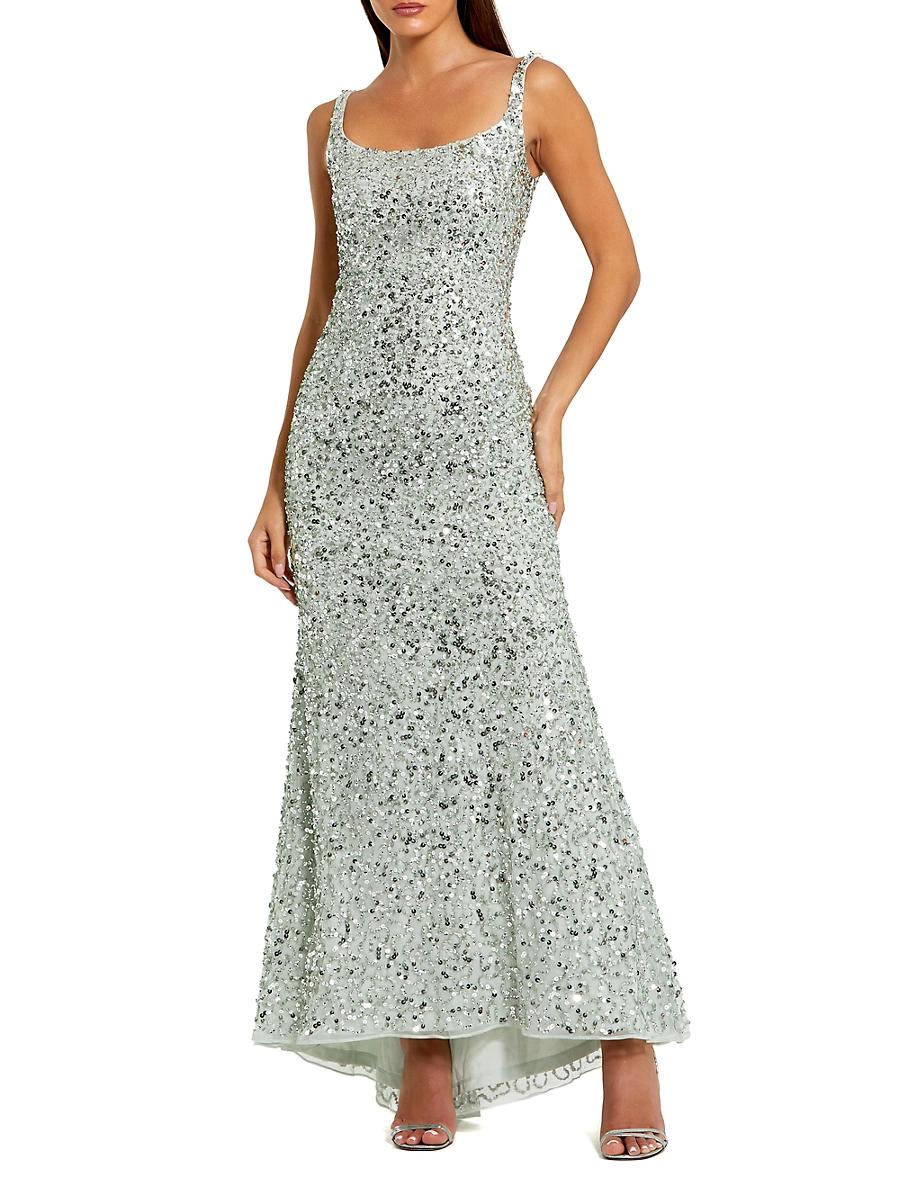Womens Sleeveless Sequined Slip Gown Product Image
