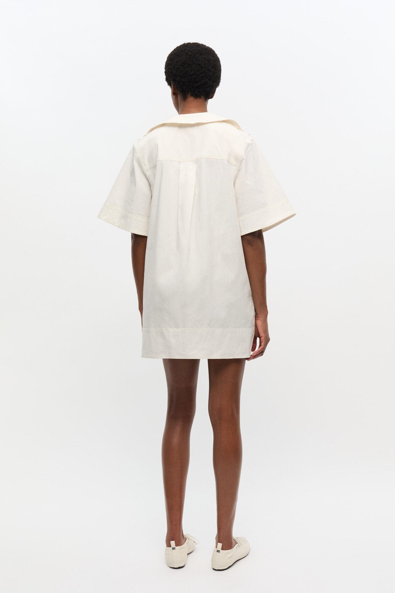 Off-White Stretch Cotton Mini Dress Product Image
