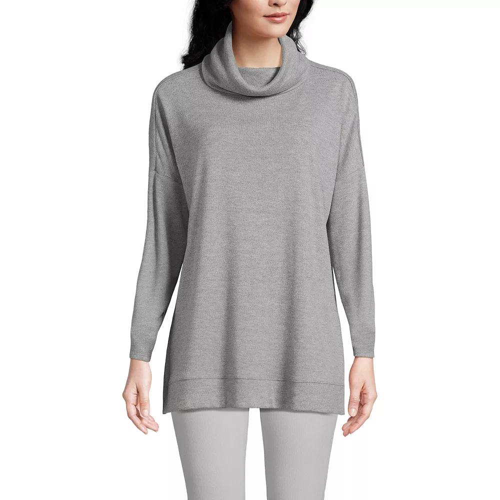 Women's Lands' End Long Sleeve Cozy Knit Cowl Neck Tunic, Size: XL, Deep Forest Grey Product Image