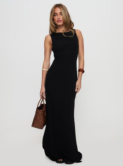 Ace Of Hearts Backless Maxi Dress Black Product Image