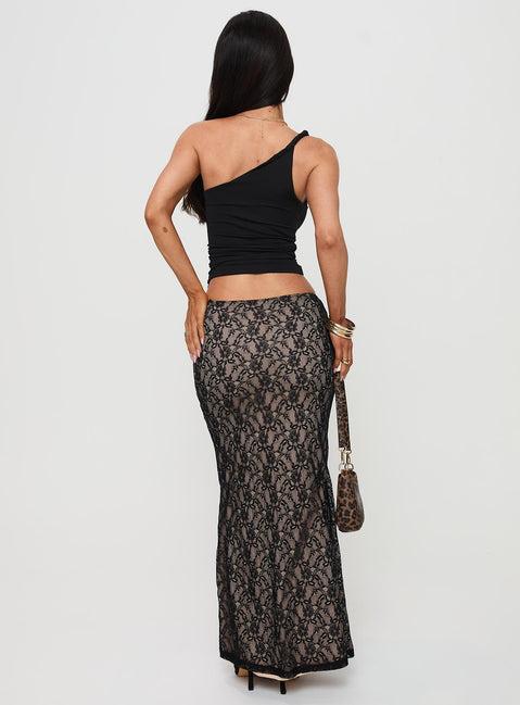 Lourenzia Lace Maxi Skirt Black / Nude Product Image